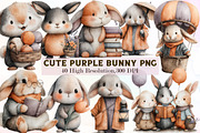 Watercolor Cute Purple Bunny Clipart, an Illustration by Sublimation Artist (Thumbnail 1 of 7)