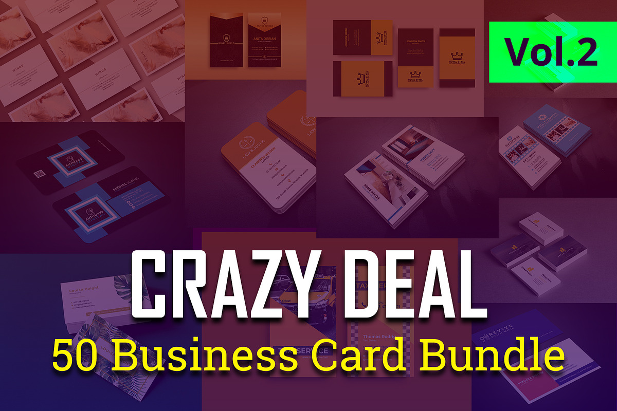 50 Business Card Bundle - Vol.2, a Business Card Template by Smashing_Studio (Photo 1 of 47)