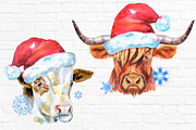 Christmas bulls, an Animal Illustration by Watercolor fantasy (Thumbnail 4 of 4)