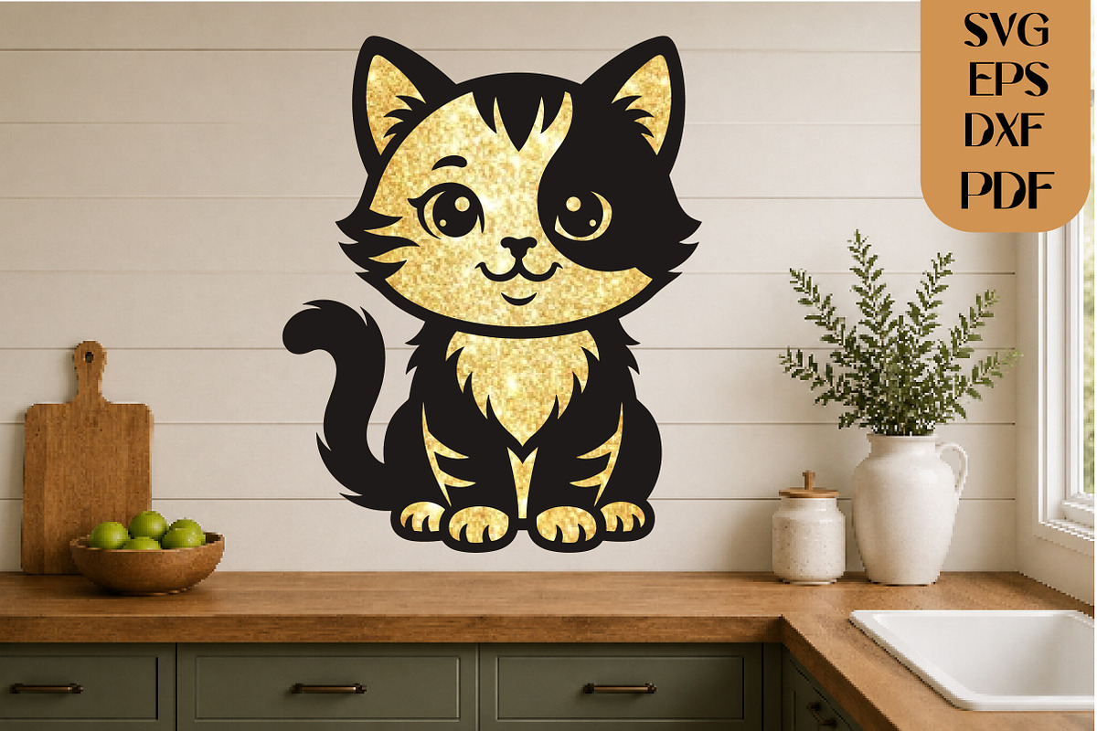 Cute Cat SVG Laser Cut File, an Object Graphic by DreamCafeArt (Photo 3 of 4)