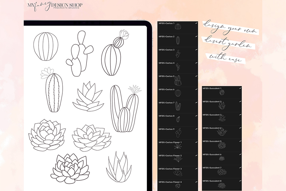 Procreate Cacti and Succulent Set, a Brush Add-On by My Fancy Design Shop (Photo 3 of 13)