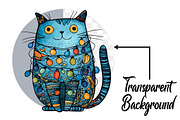 Quirky Christmas Cat Clipart, an Illustration by Pixels.Craft (Thumbnail 2 of 6)