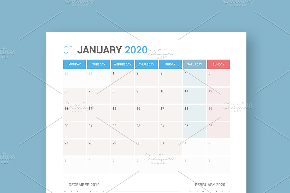 Calendar 2020 Planner Design, a Stationery Template by WORAKAMON Design Studio (Photo 1 of 4)