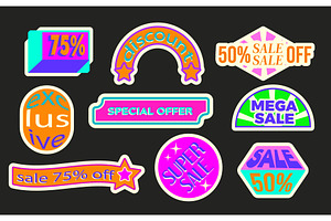 Y2K sale sticker set with vibrant, a Finance Illustration by art PVP - market