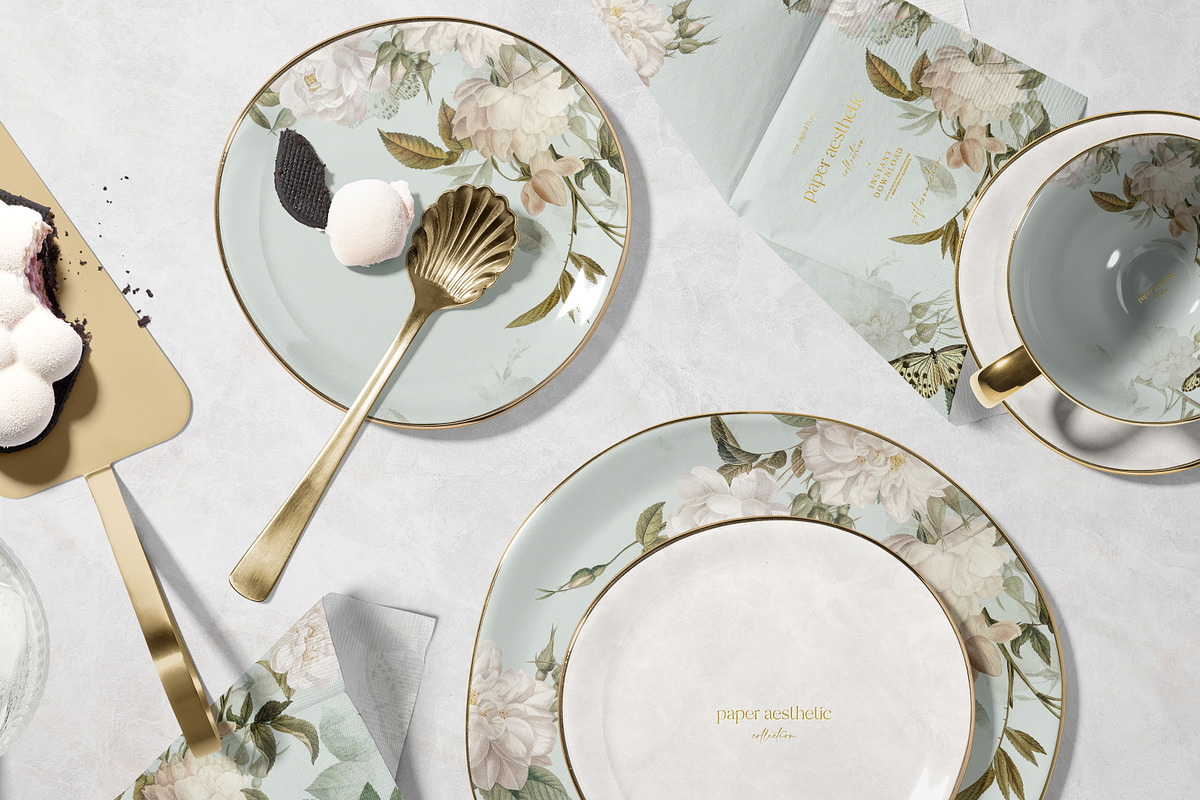Luxury Pastel Mint Floral Pattern, a Pattern Graphic by paper aesthetic (Photo 2 of 8)