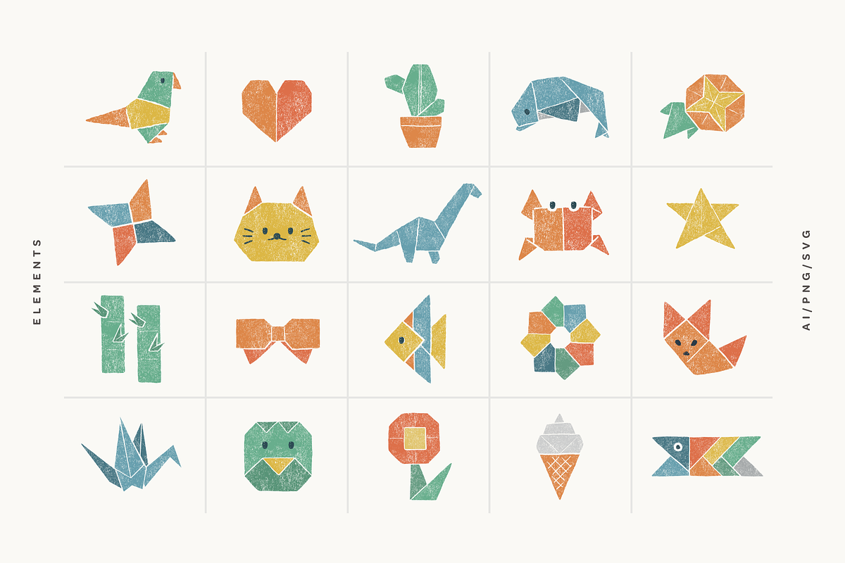 ORIGAMI Font + Elements, a Sans Serif Font by Hanko Goods (Photo 7 of 9)