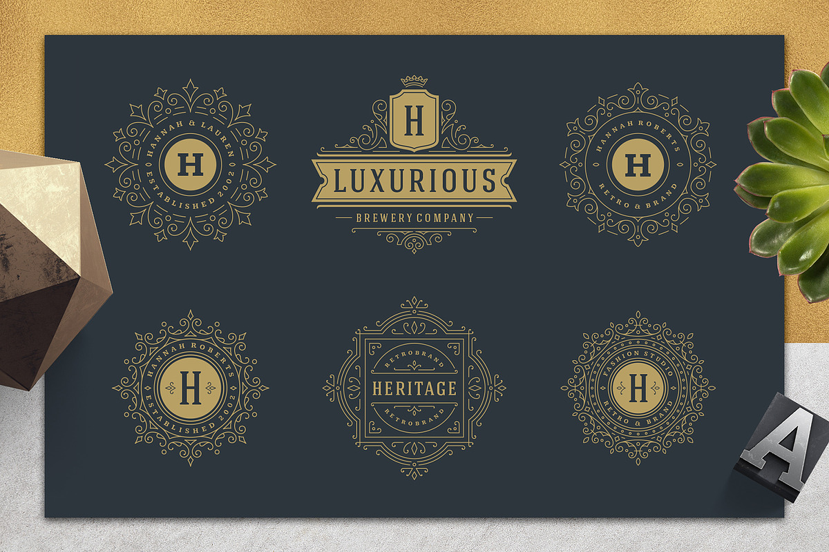 36 Luxury Ornament Logos, a Branding & Logo Template by Vasya Kobelev (Photo 6 of 13)