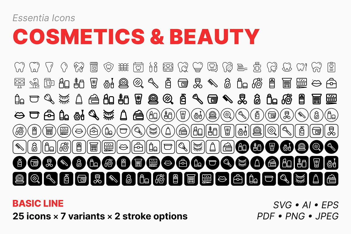 Beauty & cosmetics icons (Line), an Outline Icon by Totto House (Photo 2 of 3)