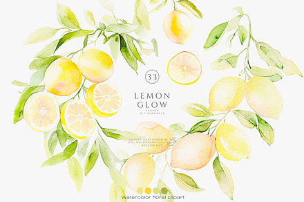 lemon clipart citrus watercolor set, a Decorative Illustration by Patishop Art