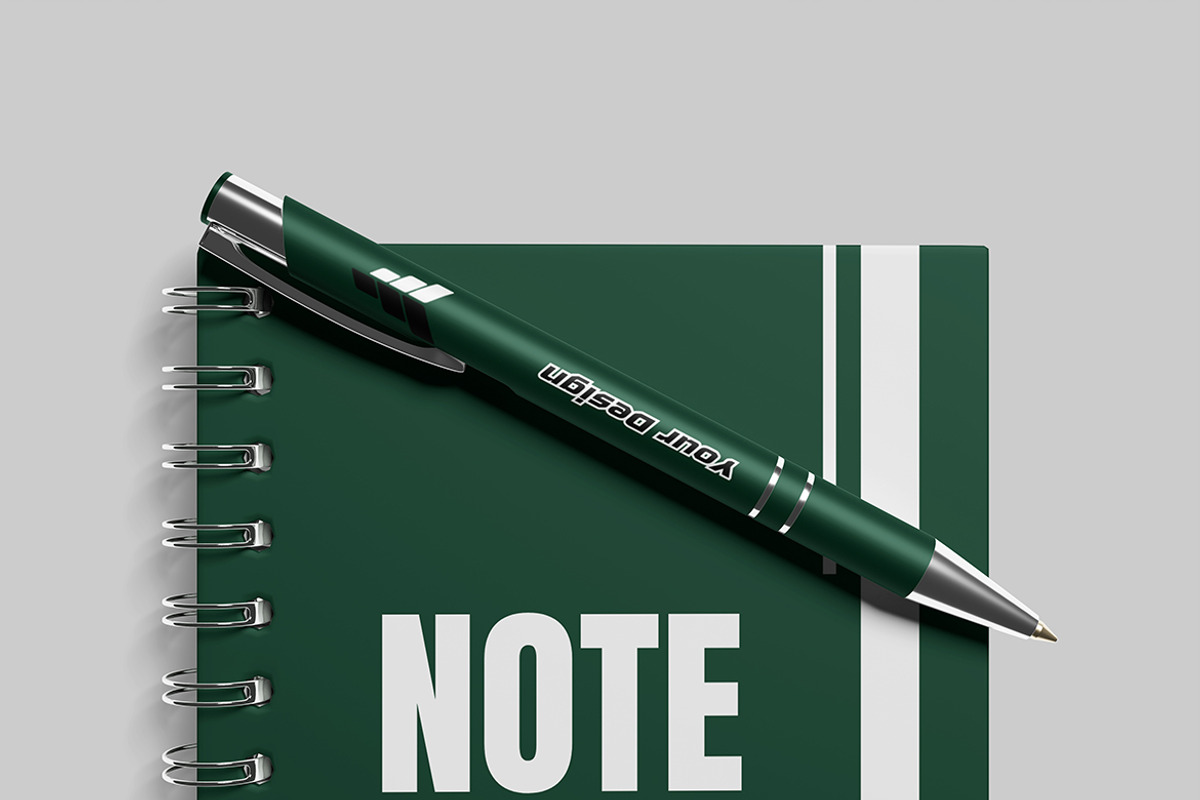 Notebook with Pen Mockup, a Books & Magazine Mockup by DxSLEX (Photo 3 of 5)