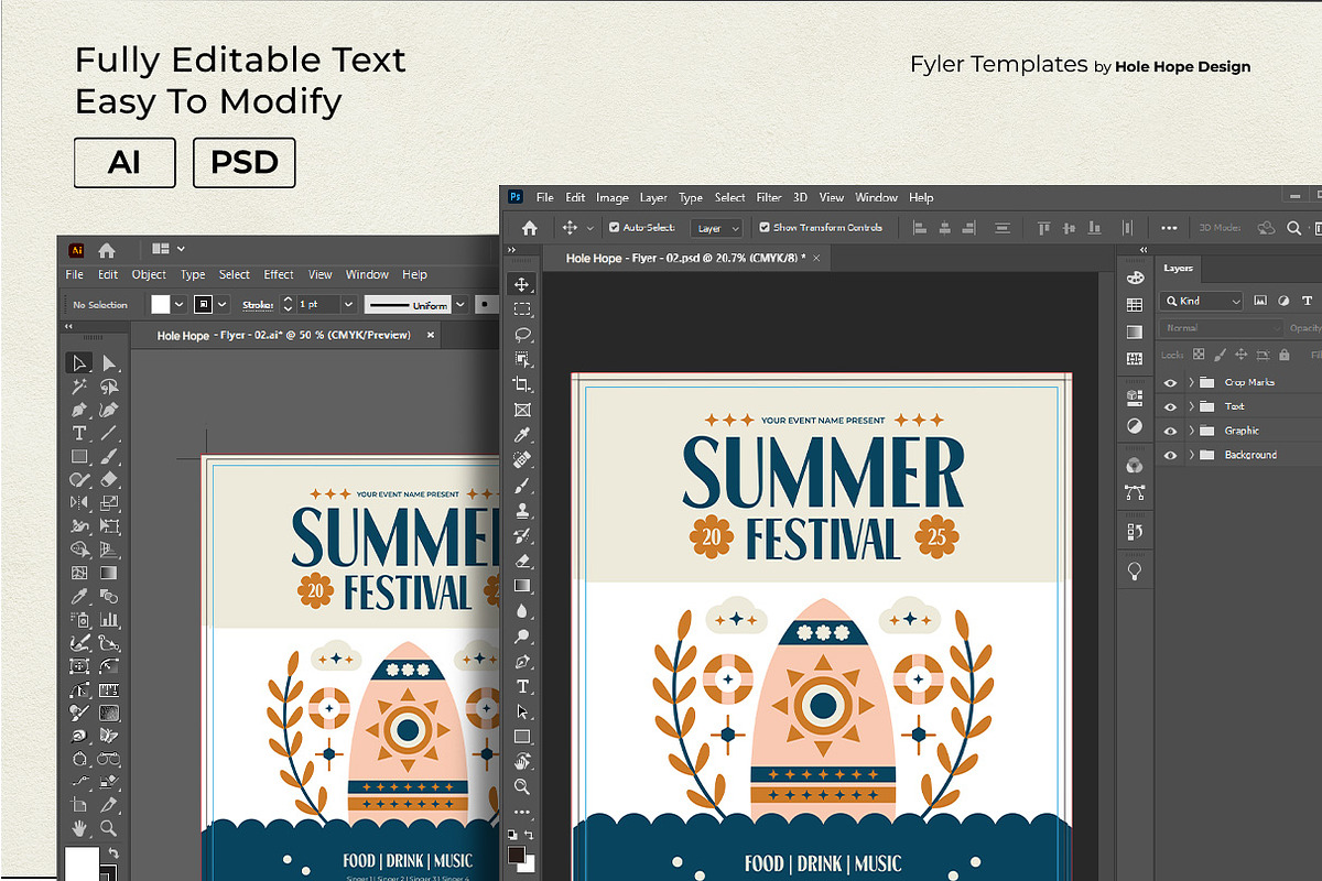 Folk Art Summer Festival Flyer, a Flyer Template by Hole Hope Design (Photo 4 of 5)