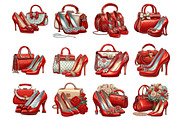 Red Luxury Bag and Heels Clipart, an Illustration by DreamArtGraphic (Thumbnail 3 of 5)