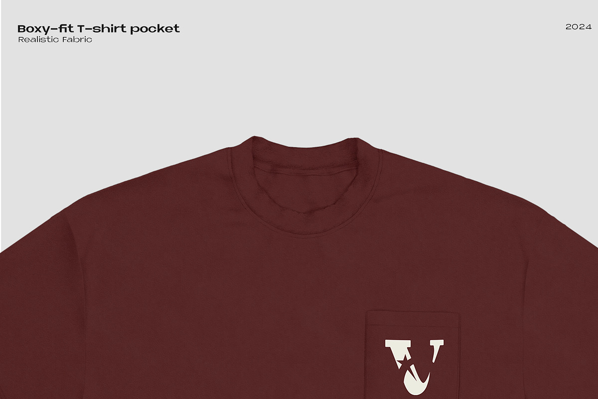 BOXY FIT T-SHIRT POCKET MOCKUP, an Apparel Mockup by Voyage Studio (Photo 2 of 4)