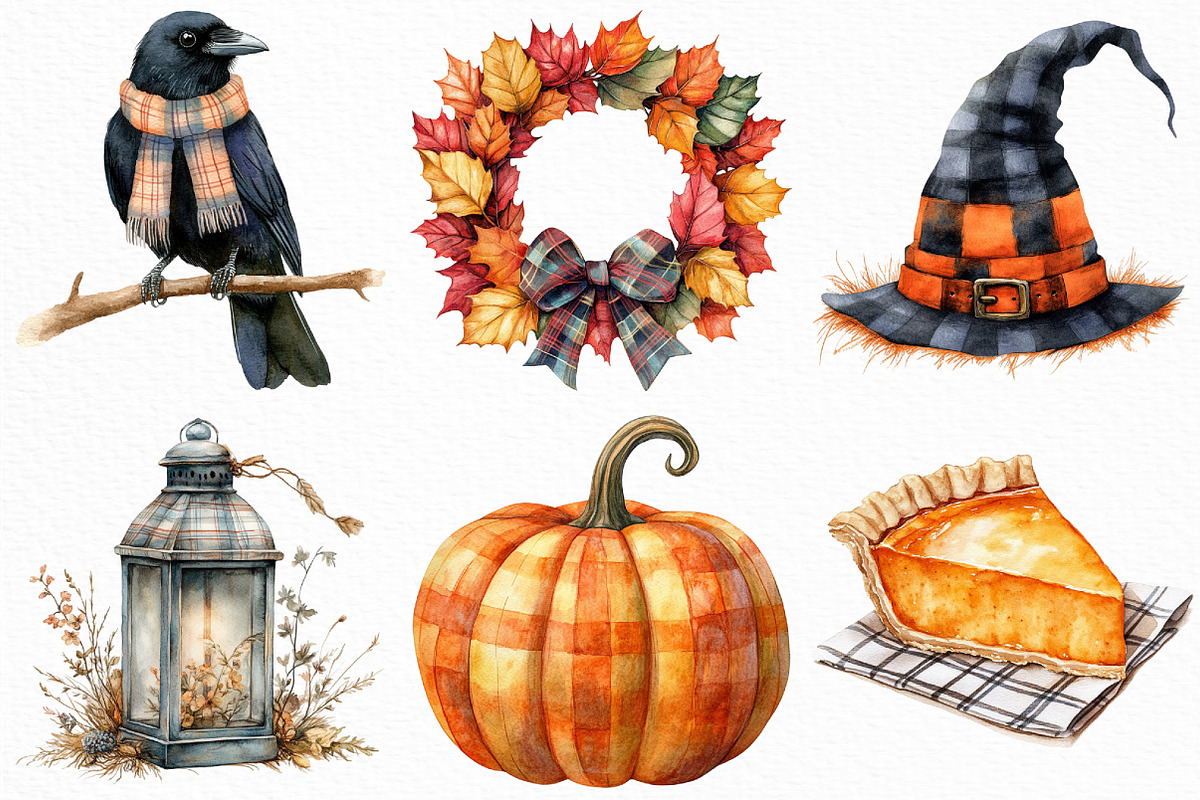 Halloween Autumn Plaid Clipart, an Illustration by Craft Nest (Photo 5 of 6)