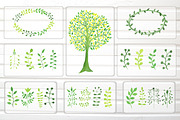 Green Watercolor Vector Logos Set, a Food Illustration by Happiestsim (Thumbnail 2 of 3)
