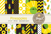 Pineapple Digital Papers, a Pattern Graphic by JennyL Designs (Thumbnail 1 of 5)