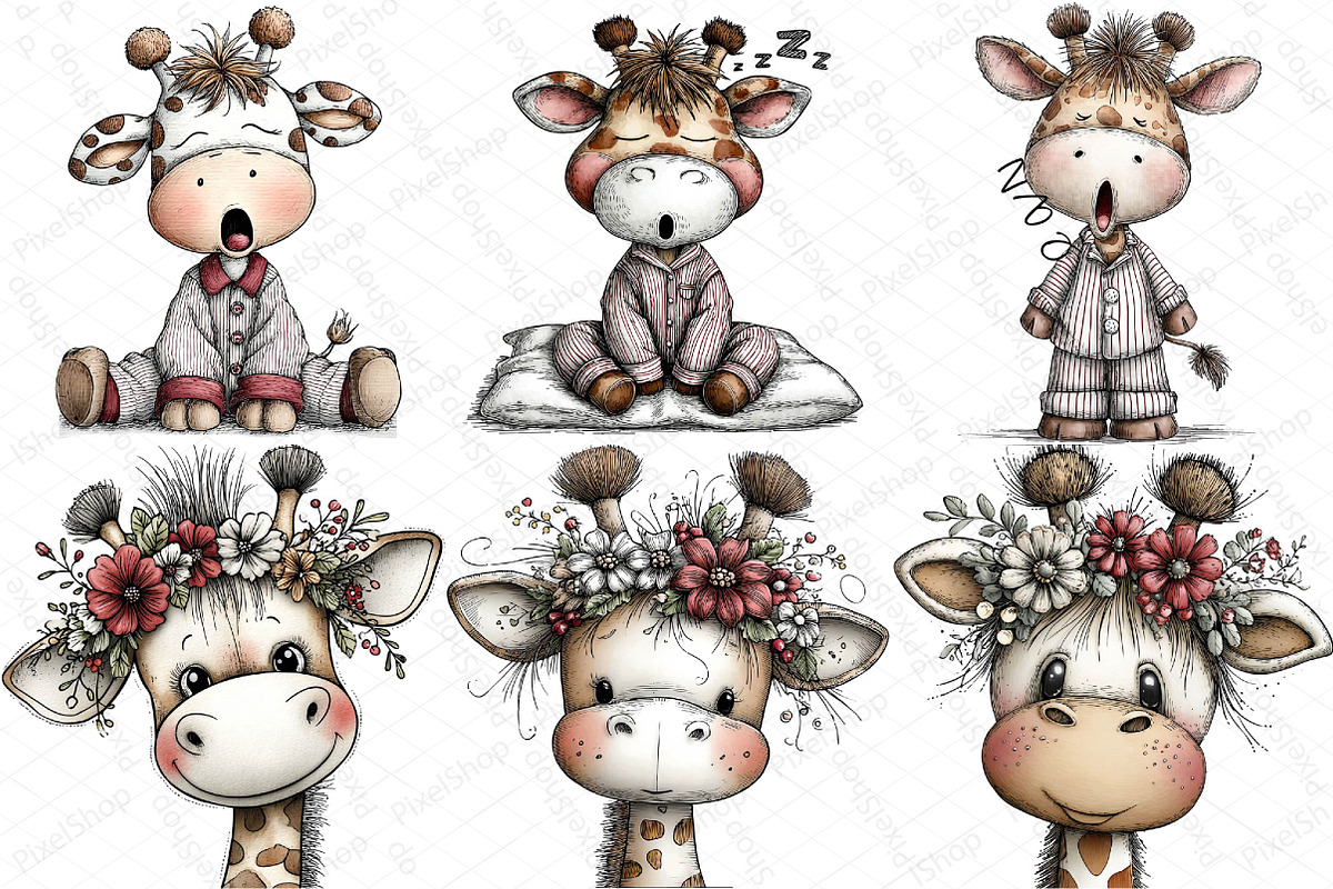 Cute Funny Giraffe - Whimsical Clipa, an Illustration by DreamPrint404 (Photo 3 of 5)