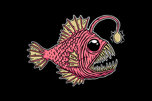 Deep sea fish scary illustration, an Animal Illustration by gunaonedesign