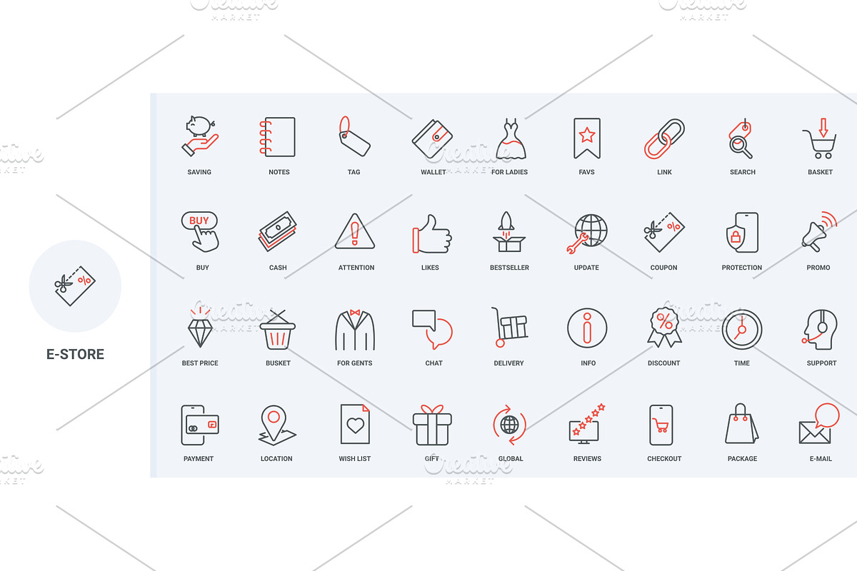 Promotion sales online retail icons, an Object Illustration by Lemberg Vector