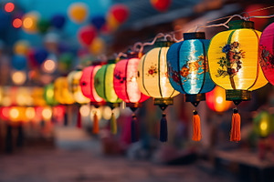 Bright lanterns light the street, a Photo by Beautiful things