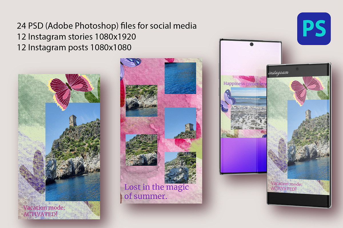 Summer Vibes, a Social Media Template by Digital illustration shop (Photo 3 of 6)