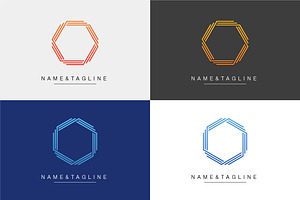 Hexagon Monogram Logo Template