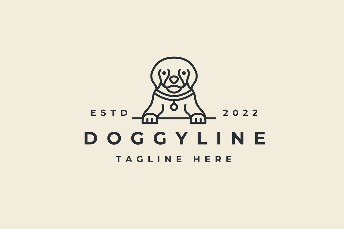 Retro Line art Dog Logo Design, a Branding & Logo Template by Weasley99Store