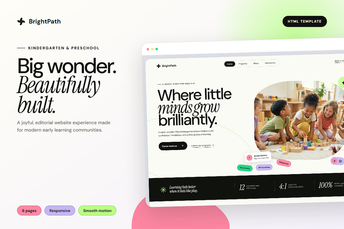 BrightPath Kindergarten Template, a HTML Template by River Visual (Photo 1 of 5)