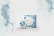 Watercolor blue tile patterns, a Decorative Illustration by Ojeny shop (Thumbnail 8 of 8)
