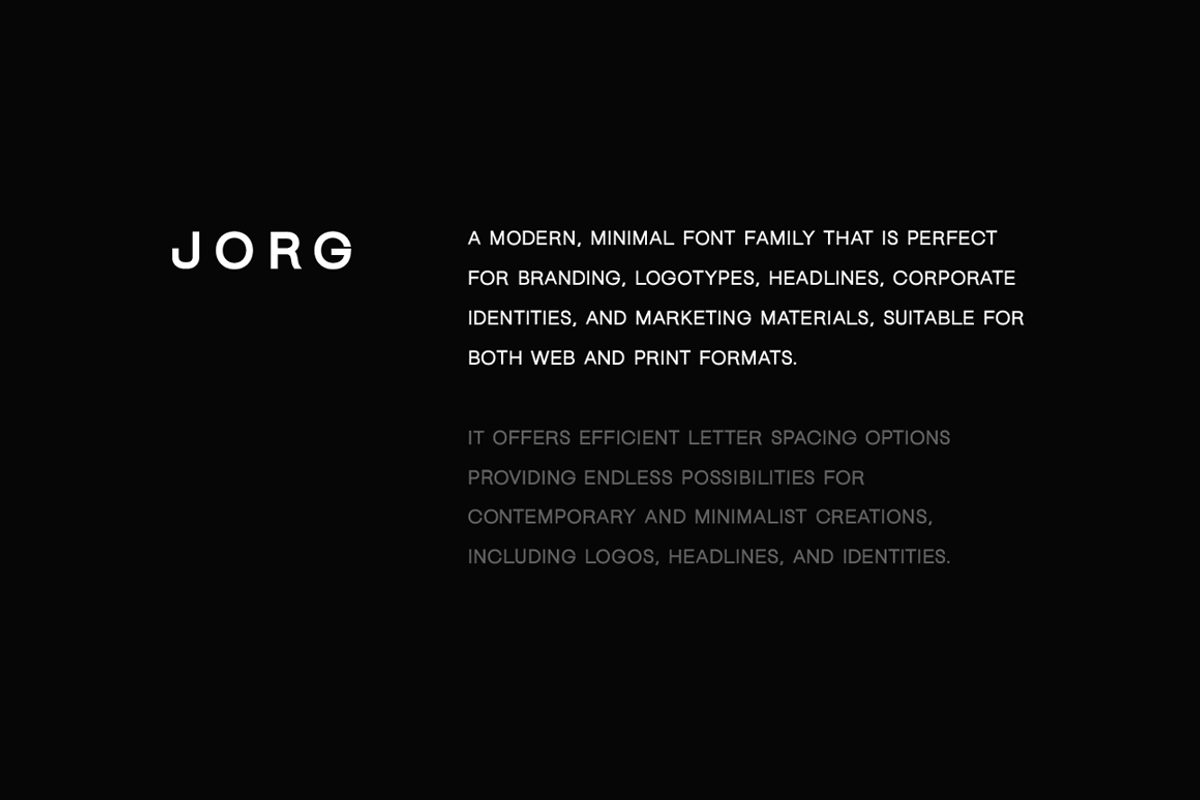 JORG - Minimal Display Font Family, a Sans Serif Font by Designova® (Photo 4 of 17)