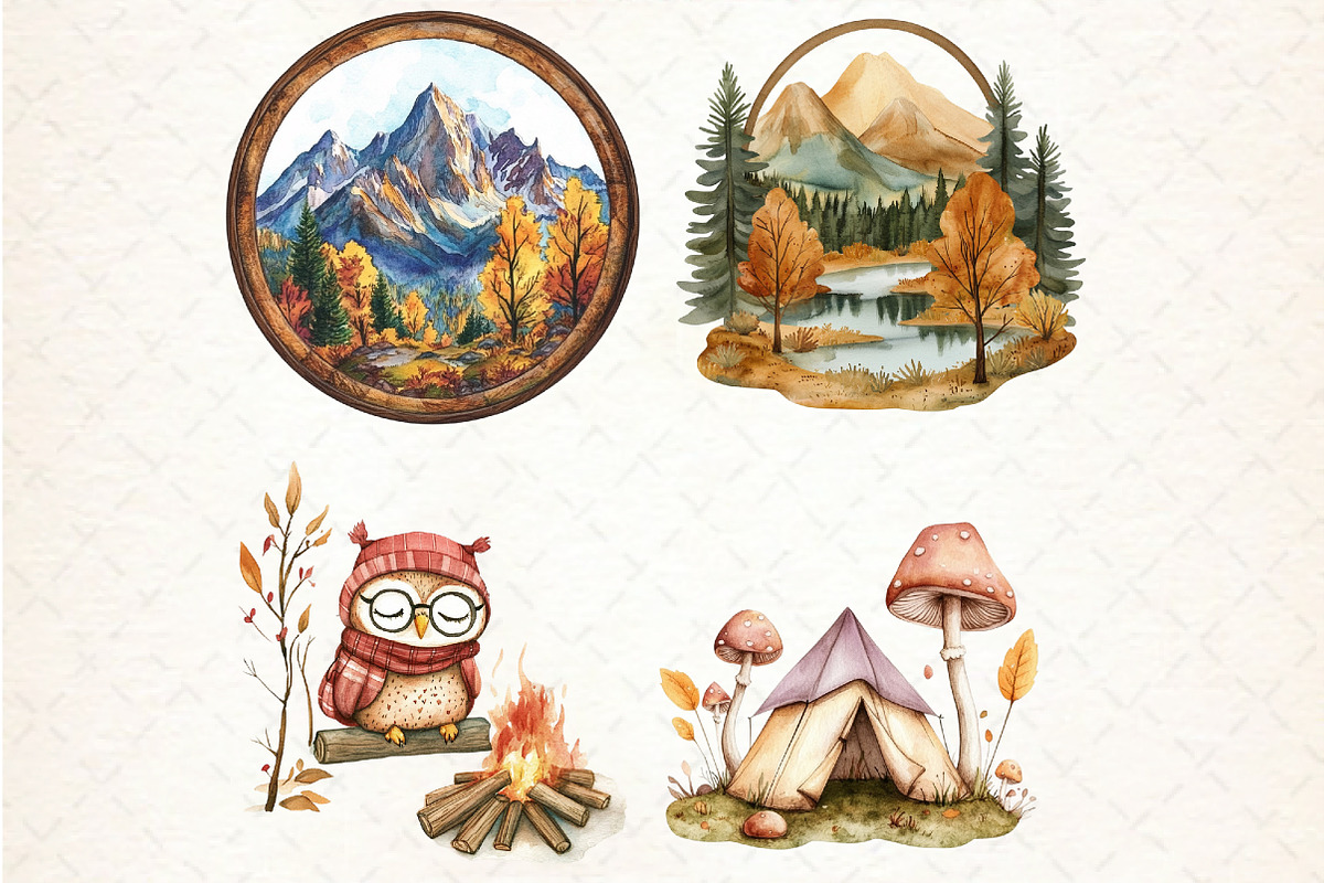 Autumn Camping Trip Clipart, an Illustration by Libby Wishes (Photo 5 of 7)