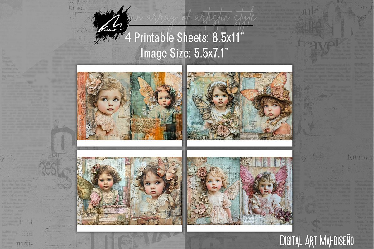 Cute Angel Lace Pages, Mixed Media, a Person Illustration by Digital Art Mahdiseño (Photo 4 of 10)