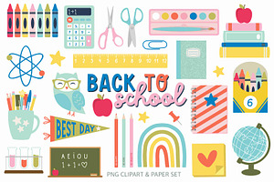 Back To School Clipart & Paper Set