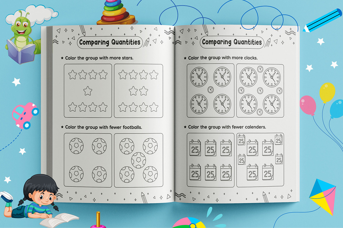 Kindergarten Math Activity Worksheet, a Print Template by Book2bees (Photo 3 of 23)