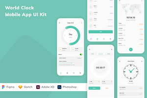 World Clock Mobile App UI Kit