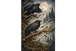 Raven Wall Art Whispers in the Pines