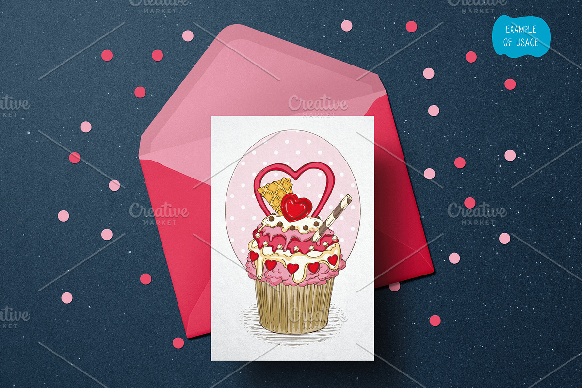 Cupcake. Hand Drawn Creator Kit, a Decorative Illustration by DeepFuze (Photo 5 of 6)