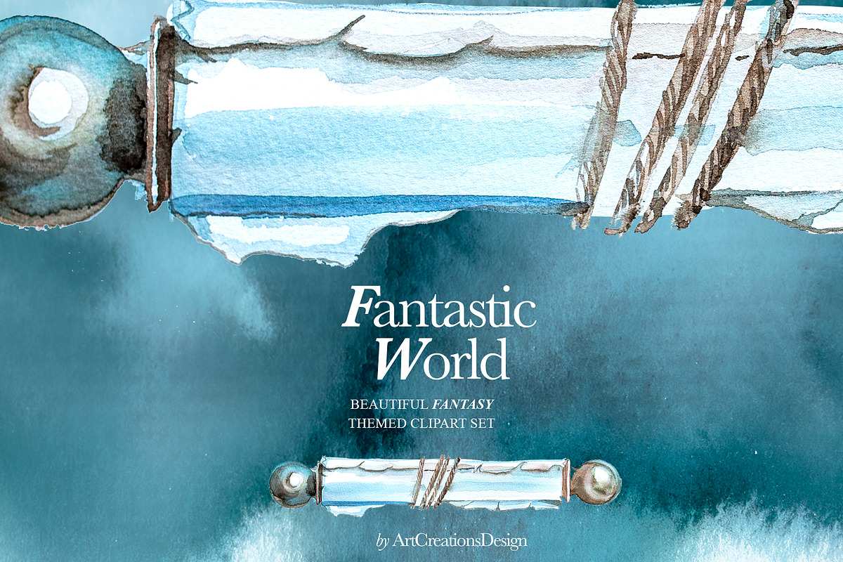 Watercolor Fantastic World Clipart, a Person Illustration by ArtCreationsDesign (Photo 23 of 23)