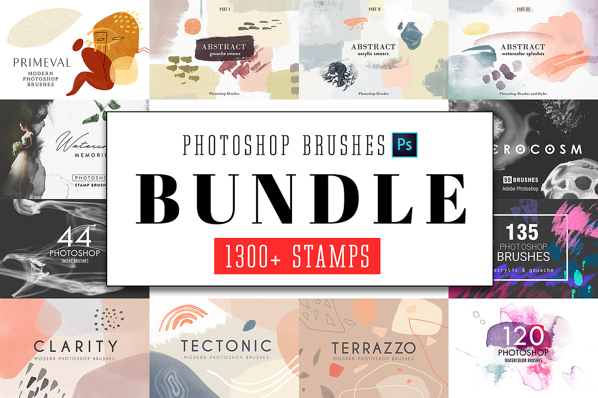 All Photoshop Stamp Brushes Bundle, a Brush Add-On by Struvictory.art (Photo 1 of 37)