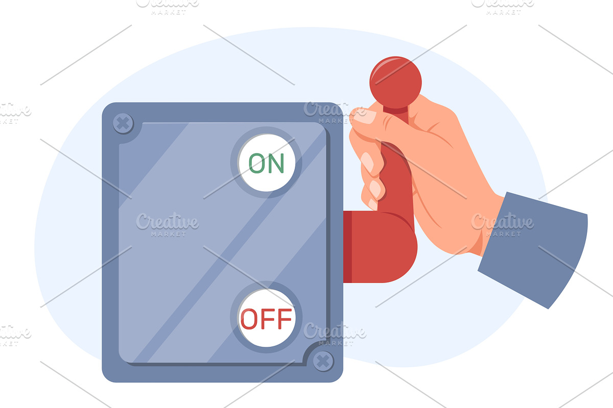 Switching on electric lever switch, an Illustration by Vectorbuum