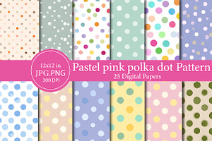 Pastel pink polka dot Pattern, an Illustration by Designworld