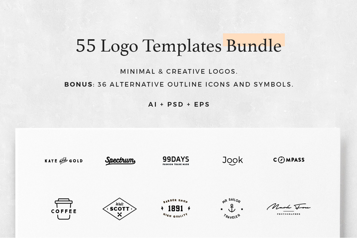 55 Logo Templates Bundle, a Branding & Logo Template by Foldo (Photo 1 of 7)