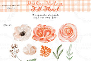 Boho Fall Floral Watercolor Clipart, a Background Graphic by Essem Creatives (Thumbnail 7 of 9)