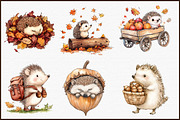 Autumn Hedgehogs Clipart, an Illustration by Sublimation Artist (Thumbnail 3 of 6)