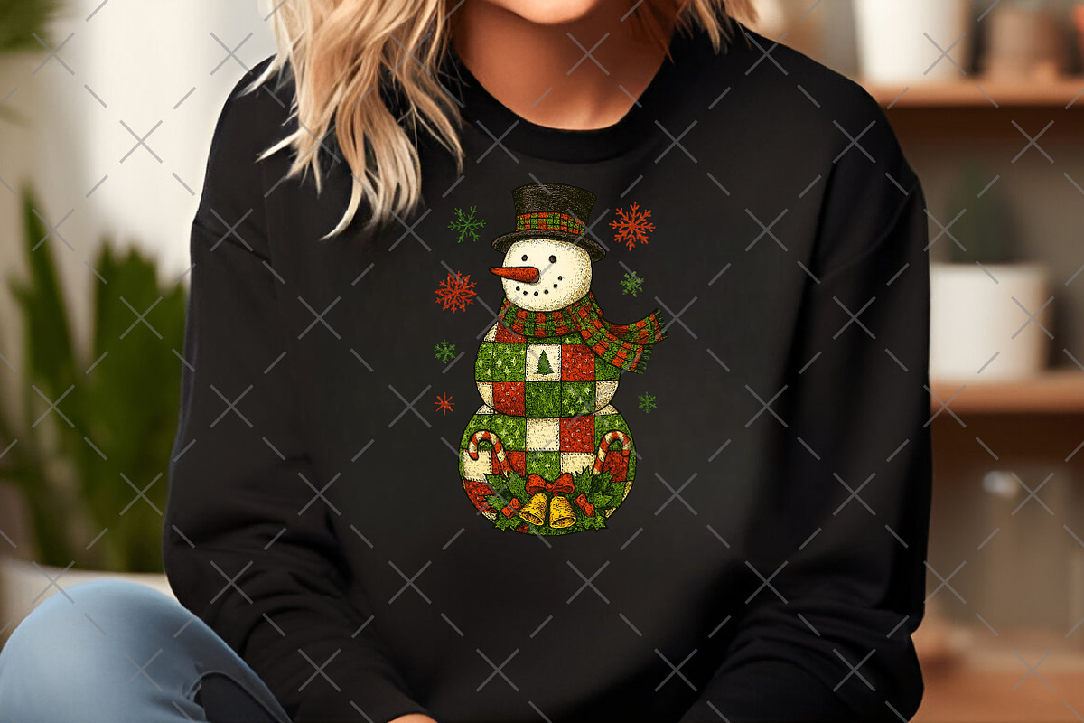 Christmas Snowman Patchwork PNG, an Illustration by Craft Nest (Photo 3 of 6)