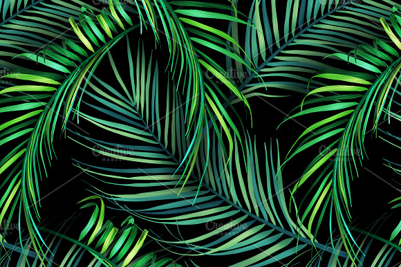 Jungle Palm Leaves. Tropical Pattern