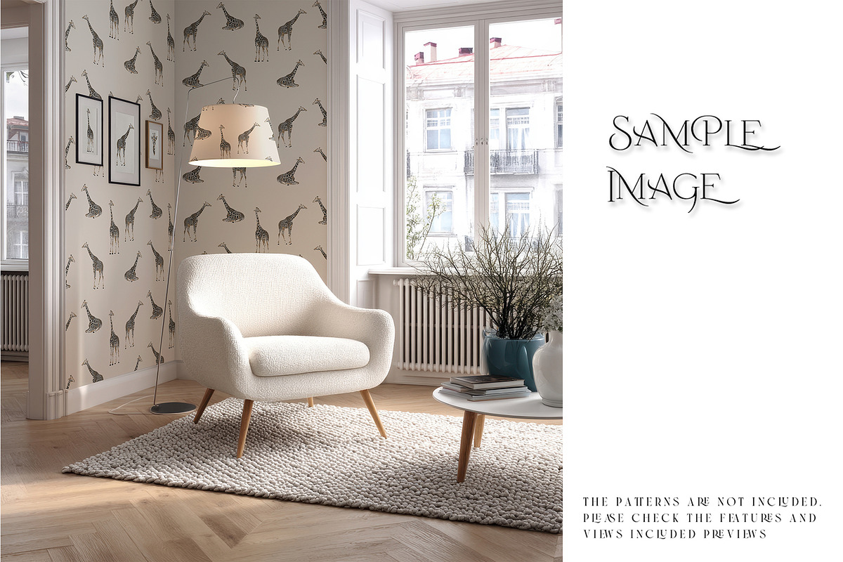 Living Room Wallpaper Mockups, a Product Mockup by mock-ups (Photo 4 of 11)