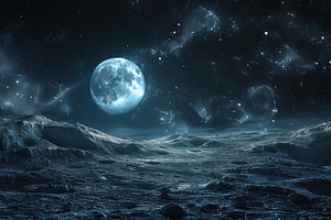 Lunar Landscape Under Moonlight, a Nature Photo by Ales Munt