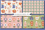 Mum Tea set, paper and clipart pack, a Food Illustration by Poppymoondesign (Thumbnail 5 of 7)