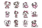 Whimsical Valentine Puppy Dog Clipar, an Illustration by Design Market (Thumbnail 2 of 3)